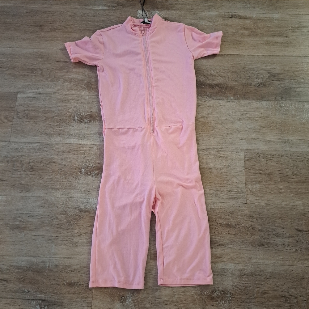 Fashion Nova 'Baby Got Back' Pink Romper Short Sleeve Shorts Jumpsuit Small NWT